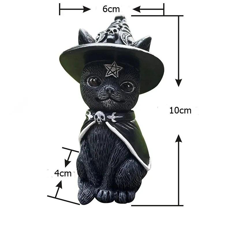 Статуя черной кошки, таинственная милая фигурка кошки, ведьмы, кошки, ведьмы, украшение для стола, ручная роспись, скульптура для Хэллоуина, 1 шт.