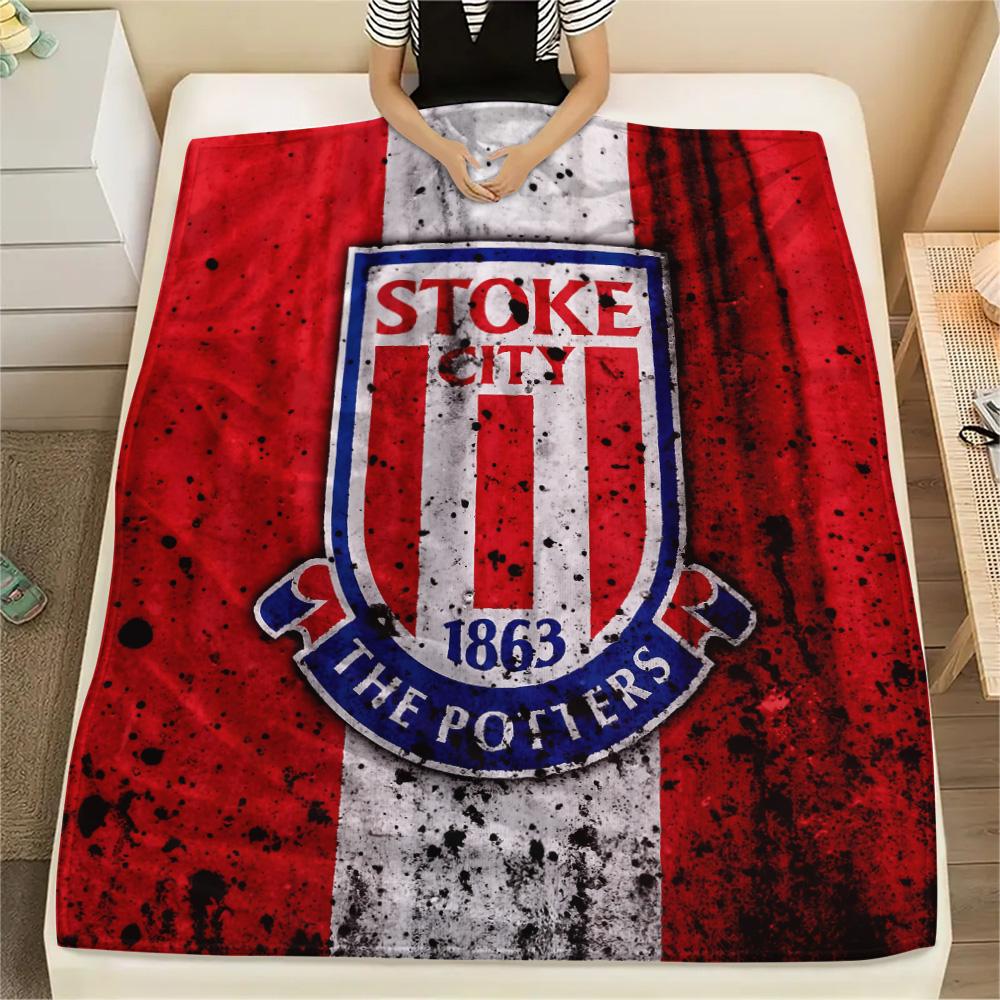 Stoke City Football Club Print Flannel Blanket, High quality Comfortable for All Seasons, Home Decor, Warmth and Comfort