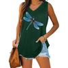 Women Summer Dragonfly Printed V-neck Swallowtail Sleeveless Vest