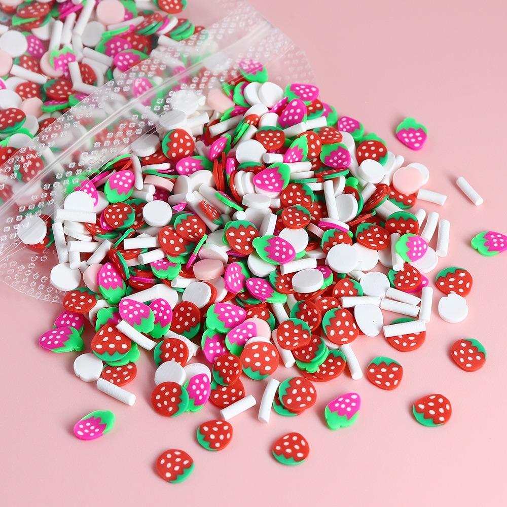 10g/bag Light Colored Soft Ceramic Sliced Strawberry, Starry Moon, Cloud, Nail Art Decoration, DIY Filling, Drip Glue, Flowing Hemp Accessories