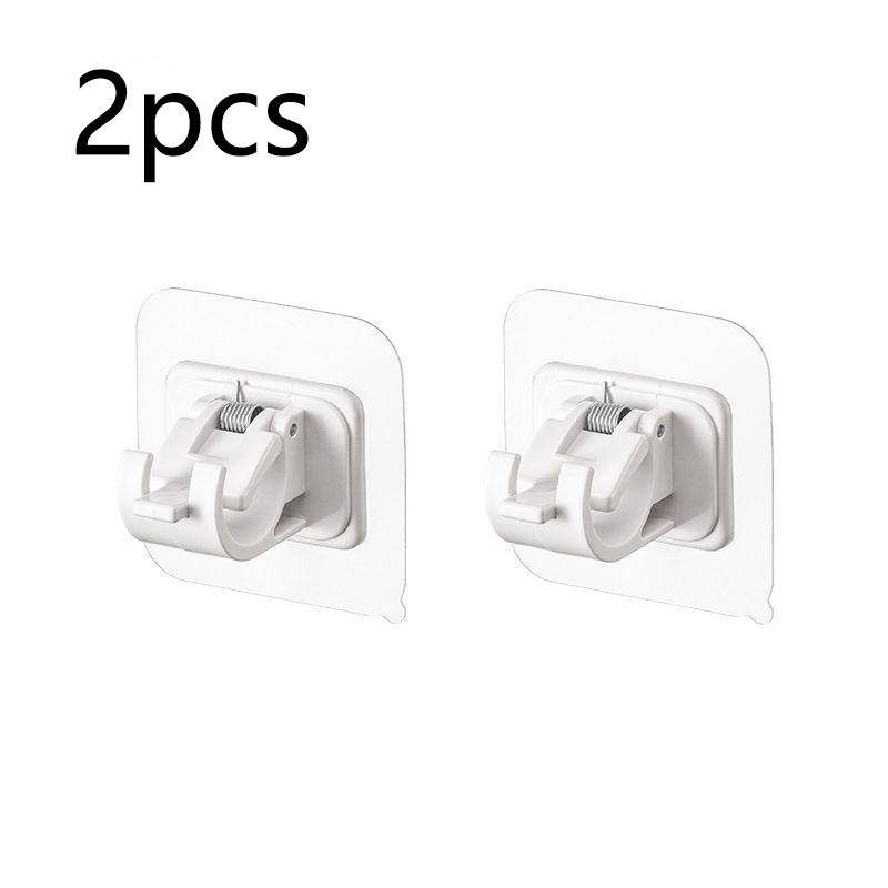 2/4pcs Nail-Free Adjustable Curtain Rod Holder Clamp Hooks Rod Bracket Holders Adhesive Wall Curtain Fixed Clip Hanging Rack Hook