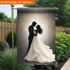2D Flat - 2D Flat Printing Garden Flag 1pc, Silhouette of Romantic Couple Durable Single-Sided Print Yard Flag, Garden And Home Holiday Decoration, 29