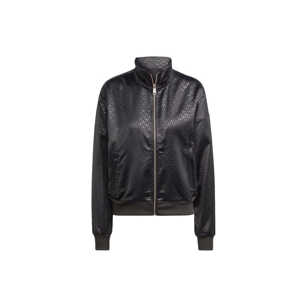 Adidas Originals All Over Print Zip Up Long Sleeve Stand Collar Jacket Women Jacket Black IJ6009