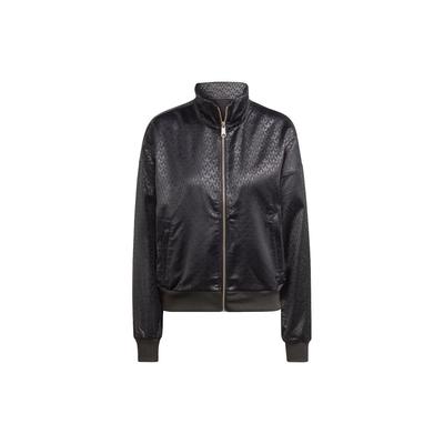 Оригинальная женская куртка с принтом по всей поверхности, застегивающаяся на молнию, с длинным рукавом и воротником-стойкой, черная IJ6009