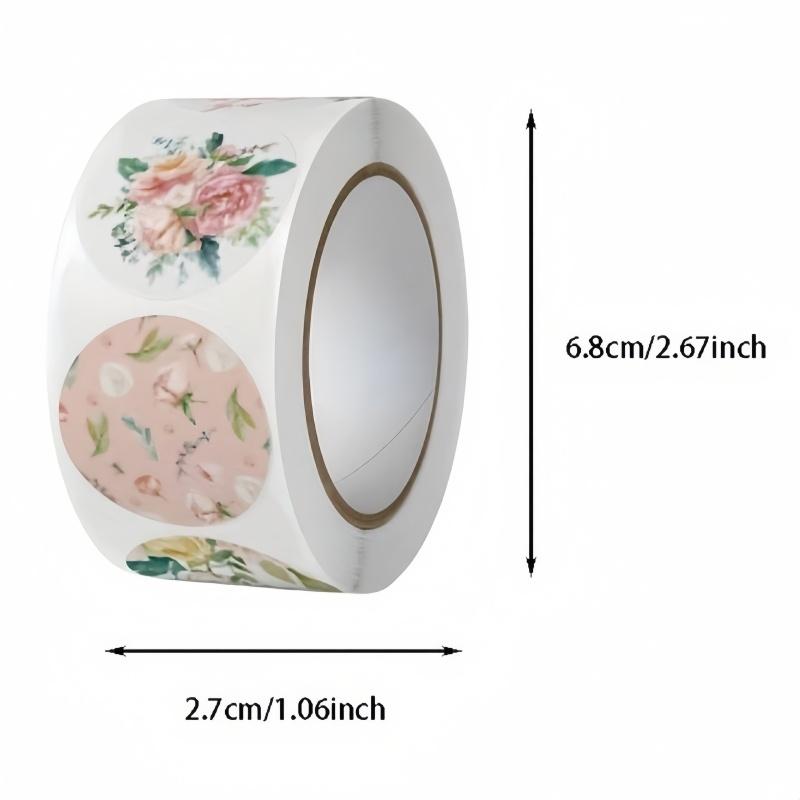 500pcs/Roll Flower Pattern Thank You Stickers, Waterproof Adhesive Labels For Gift, Packaging, And Box Sealing
