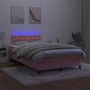 Vidaxl Łóżko Kontynentalne Z Materacem I Led, Różowy Aksamit 120X200Cm