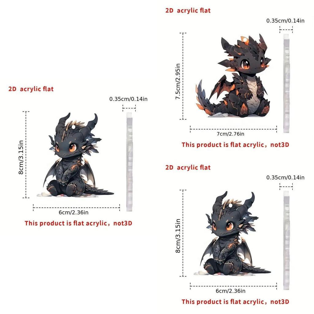 Акриловый Черный Дракон Мультяшный Брелок-Подвеска для Стильного Украшения Автомобиля