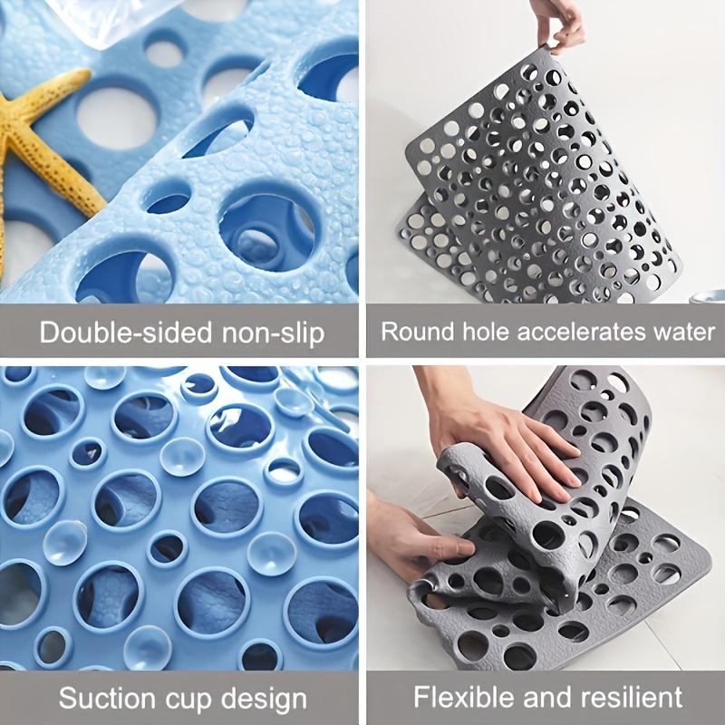 Нескользящий коврик для ванной с присосками, быстросохнущая накладка для душа с круглыми отверстиями, массажные кольца, идеально подходит для ванных комнат дома и в отелях