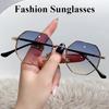 New Fashion Women'S Sunglasses Metal Polygonal Frame Sunglasses Neutral Fashion Outdoor Driving Travel Uv Protection Sunglasses