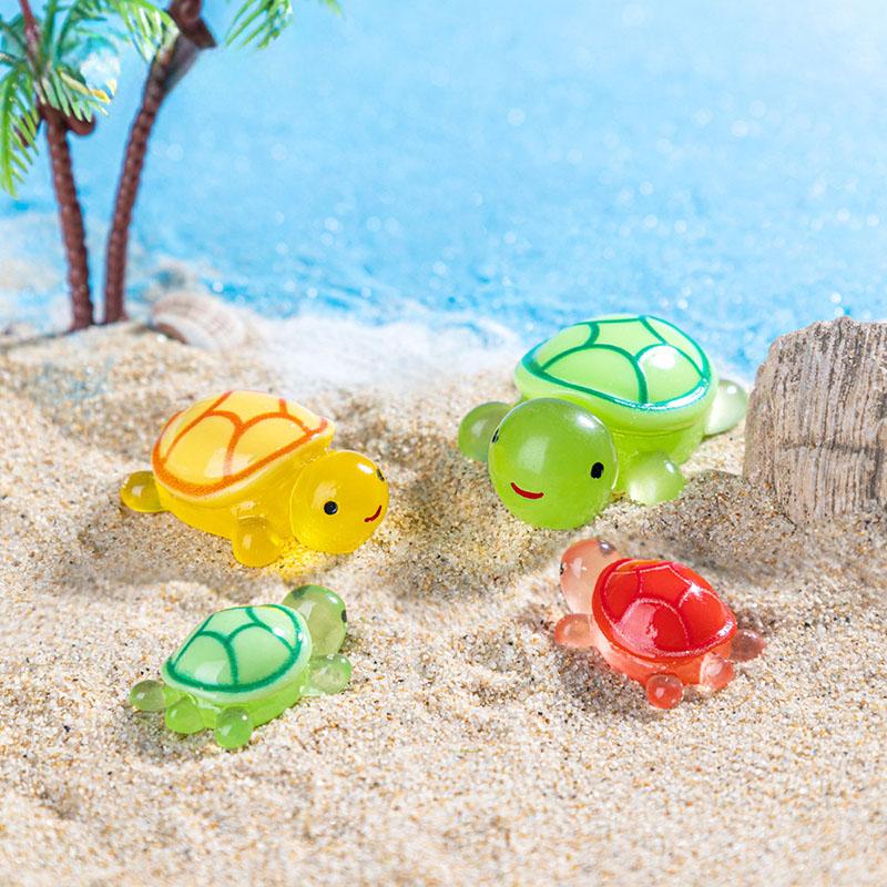 20-Pack Luminous Mini Resin Turtle Statues for Ocean Theme Party Decorations and DIY Garden Micro Landscape Bead Crafts