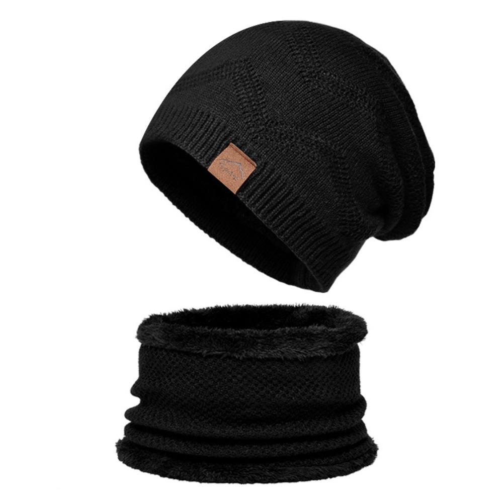 Stylish Design Thermal Knit Cap Thicken Warm Wool Hat Winter Beanie Hat Scarf Set Winter Season