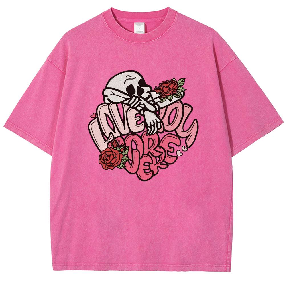 Футболки унисекс с принтом черепа и букв, стираный деним, свободные короткие рукава, простая повседневная одежда летнего дизайна