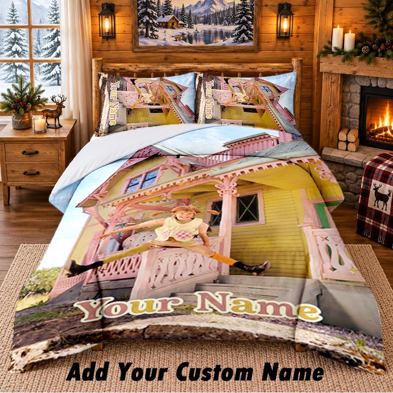 Pippi Longstocking Custom Name 3Pcs Bedding Set 1 Bed Sheet 2 Pillowcases Bedroom Home Decor