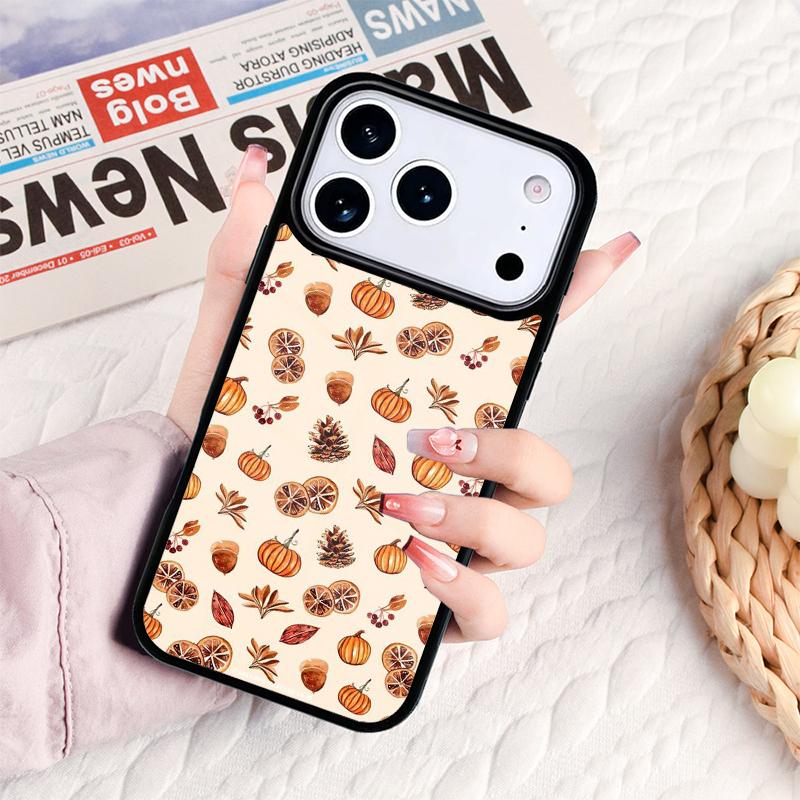 Осенние Листья Падающий Лис Тыква Чехол для Телефона Для IPhone 17 16e 15 14 13 12 11 Pro Max Air Mini Мягкий Защитный Чехол