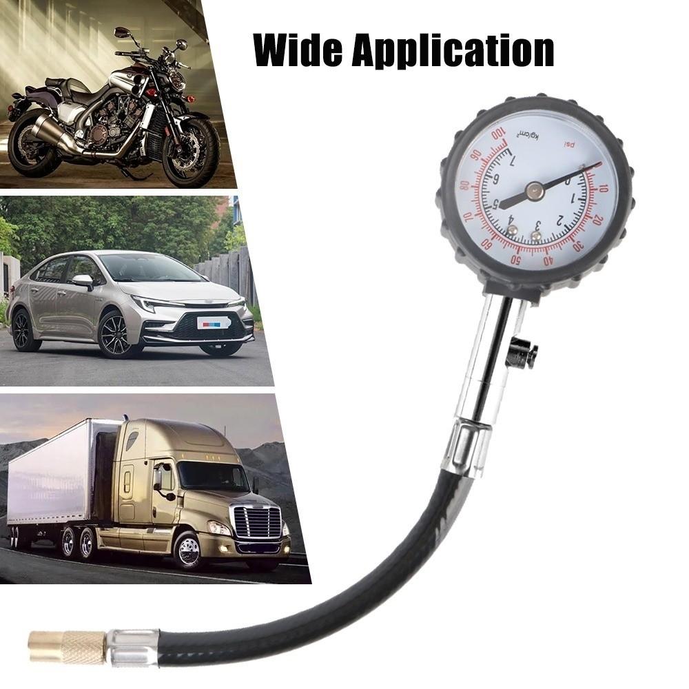 0-100PSI Range Tire Pressure Gauge Long Tube Pressure Meter Tyre Air Tester  Motorcycle Tire