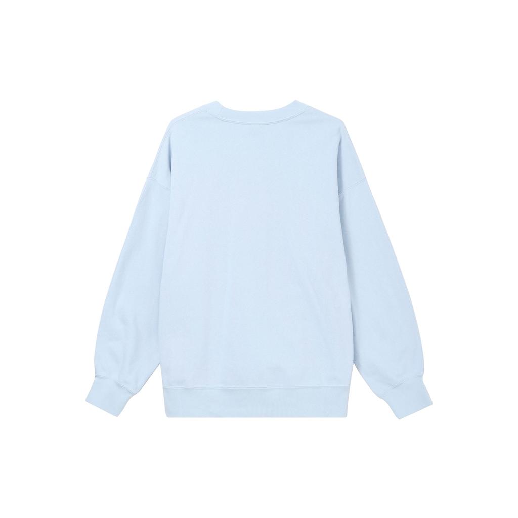 Jordan Solid Color Logo Patch Pullover Casual Loose Fleece-Lined Long Sleeve Sweatshirt Women Tops Ice-Blue DQ4600-411