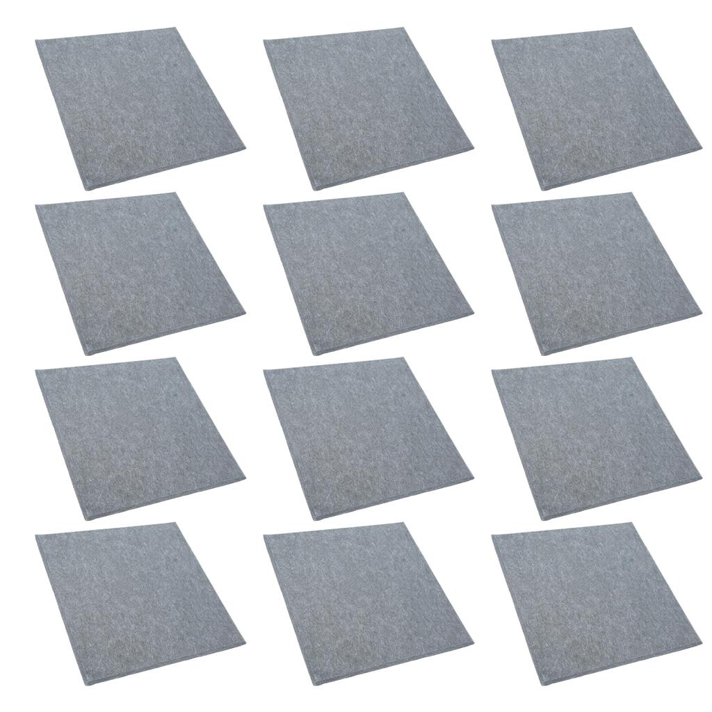 12Pcs Acoustic Panels Polyester Fiber Cutable Sound Absorption Panel for Rehearsal RoomsDark Grey