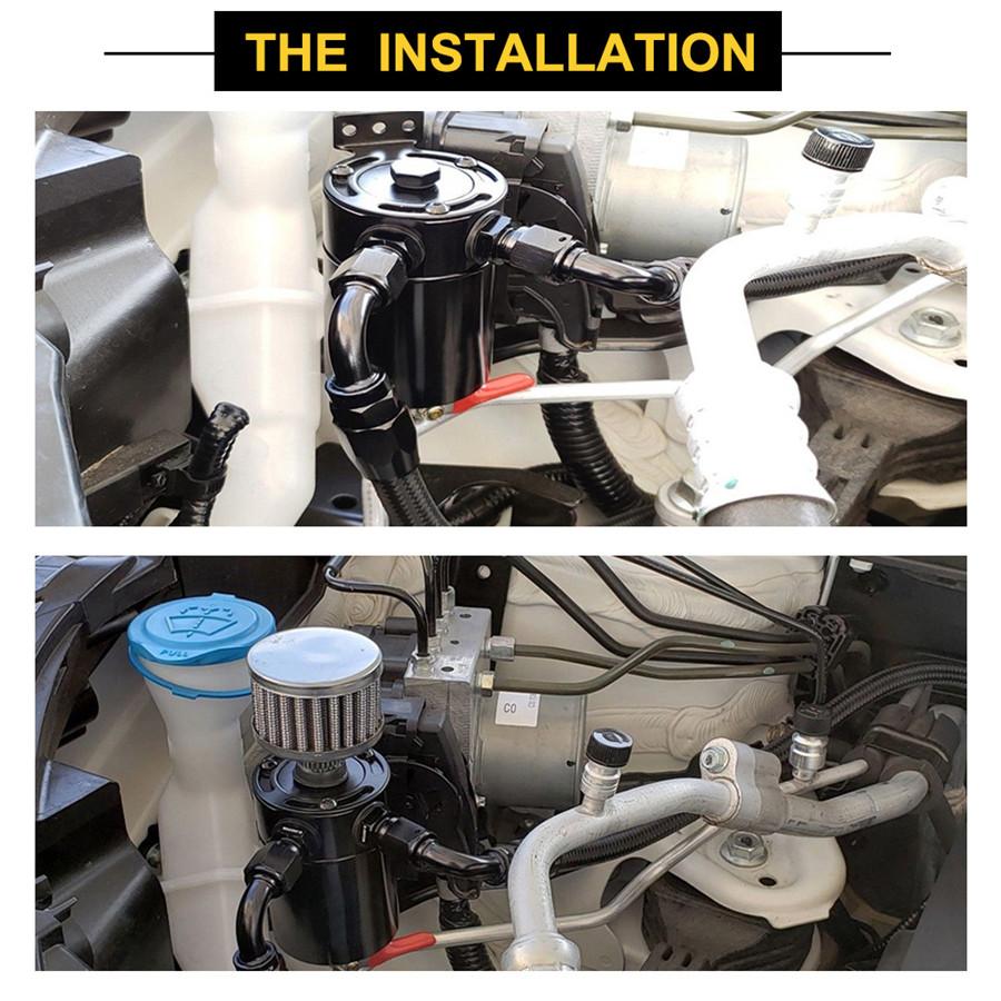 3-Port Oil Reservoir Catch Can Tank with Drain Valve & Breather Filter Universal