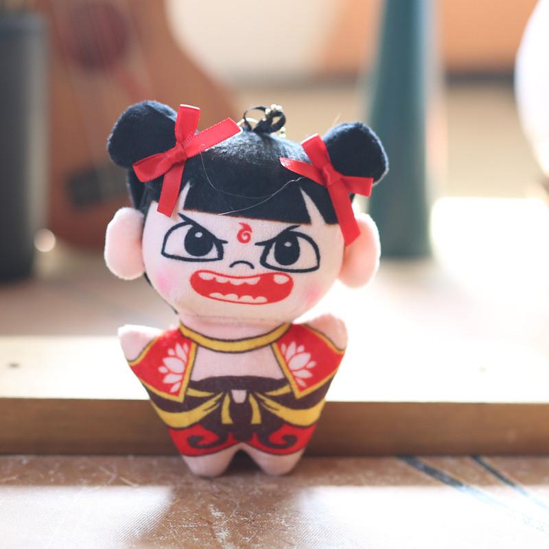 Короткий милый плюшевый брелок Нечжа, мягкая набивная кукла, наполнитель из ПП хлопка, декор для рюкзака
