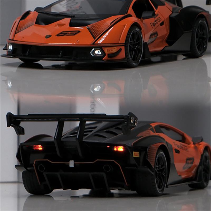 1/24 Lamborghini Essenza SCV12 сплава спортивная модель автомобиля литые металлические игрушечные транспортные средства коллекция моделей автомобилей имитация звука света детский подарок