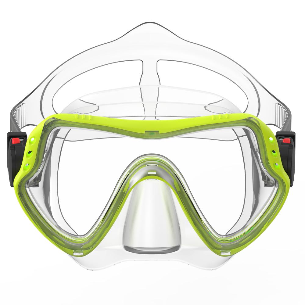 Diving Mask Swimming Goggles Scuba Snorkel Silicone Skirt Tempered Glass Panoramic HD for Adult Youth Anti-Fog with Nose Cover