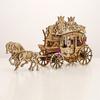 Rustic 3D Horse-Drawn Cart Assembly Kit - 3D Wooden Puzzle Diy Carriage Model, Tabletop Decor Craft With Night Light - Festive D