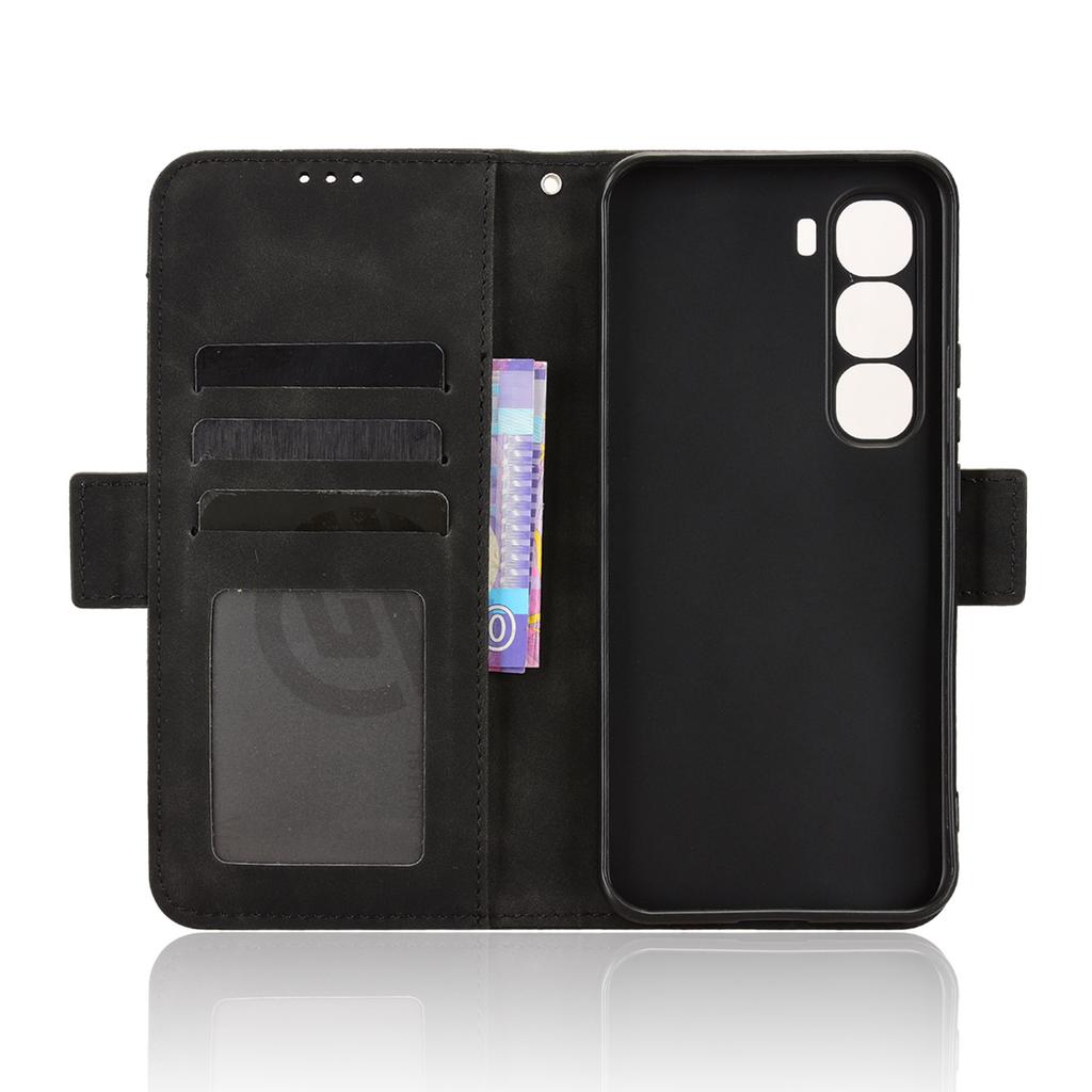 Кожаный чехол-книжка для Infinix Hot 60 Pro 4G с несколькими отделениями для карт