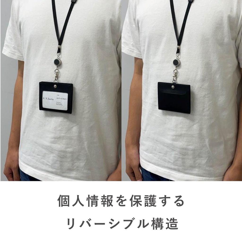 Держатель для ID-карты Двусторонний Натуральная кожа со шнурком для ношения на шее Темно-синий S301675 A.Y.Judie S51-232