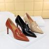 Модные туфли на высоком каблуке в европейском и американском стиле в стиле ретро, ​​женские туфли на тонком каблуке с глубоким вырезом и острым носком