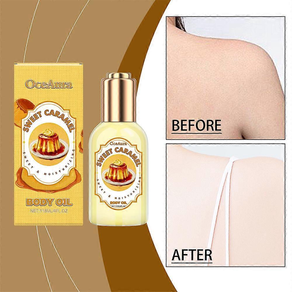 OCEAURA Body Moisturizing Oil Caramel Scent Luxury Care & Repair For Dry, Rough, Sensitive Skin Nourishing & Hydrating