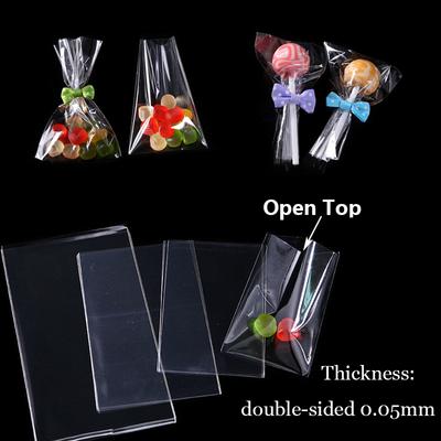 50/100 шт. прозрачный плоский мешок для конфет с открытым верхом, OPP пластиковый целлофановый мешок, упаковка для леденцов, упаковка для печенья, маленькая подарочная сумка для свадебной вечеринки
