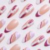 24Pcs water drop press-on nails with shiny heart patterns, sweet Valentine's Day style for daily wear.