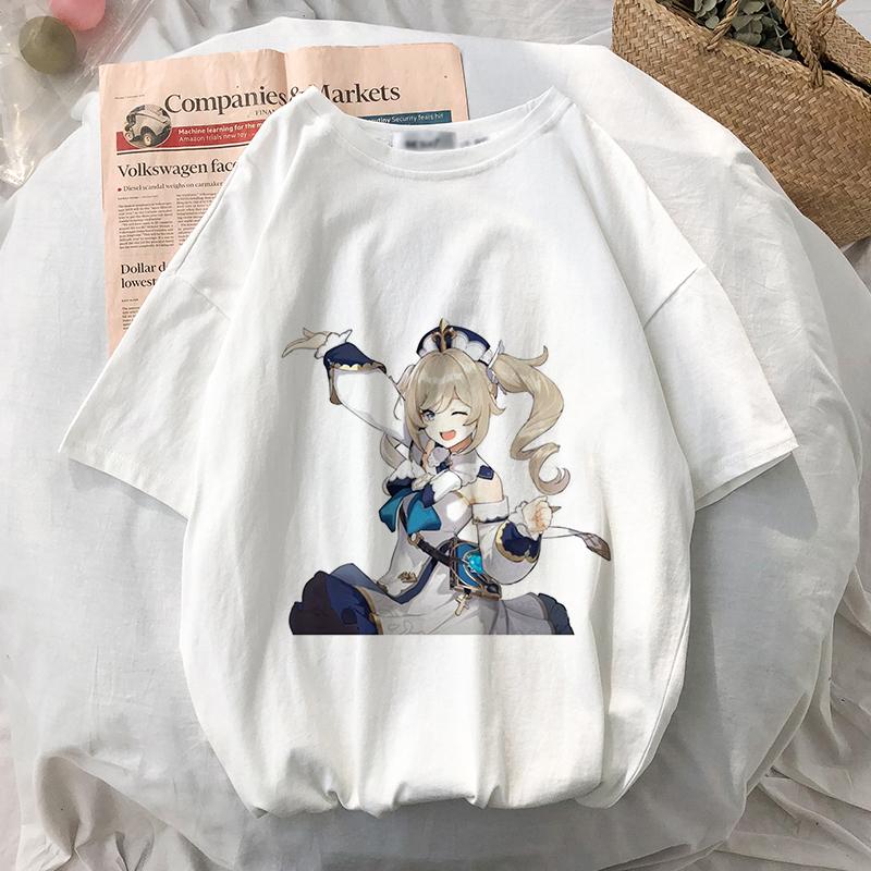 Женская футболка Аниме Игры Genshin Impact Негабаритная футболка Kawaii Графические футболки с короткими рукавами Унисекс Harajuku Одежда Топы Футболка