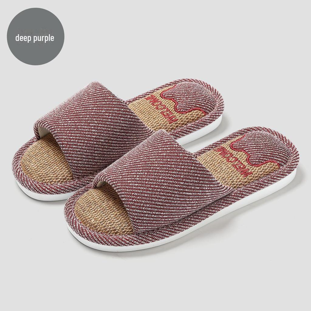 Туфли из льна и хлопка: Большие бесшумные домашние тапочки для женщин и мужчин на весну/осень