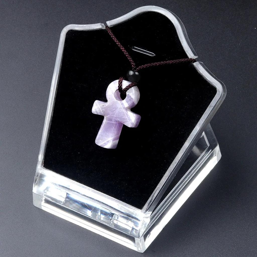 Ожерелье AnKa из натурального камня с кристаллами агатов Crux Ansata, подвеска в форме креста для женщин, подарок на день рождения, цепочка 32 см