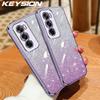 KEYSION Роскошный блестящий чехол с покрытием для OPPO Reno12 Pro 5G Прозрачный мягкий ТПУ ударопрочная задняя крышка для OPPO Reno12 5G