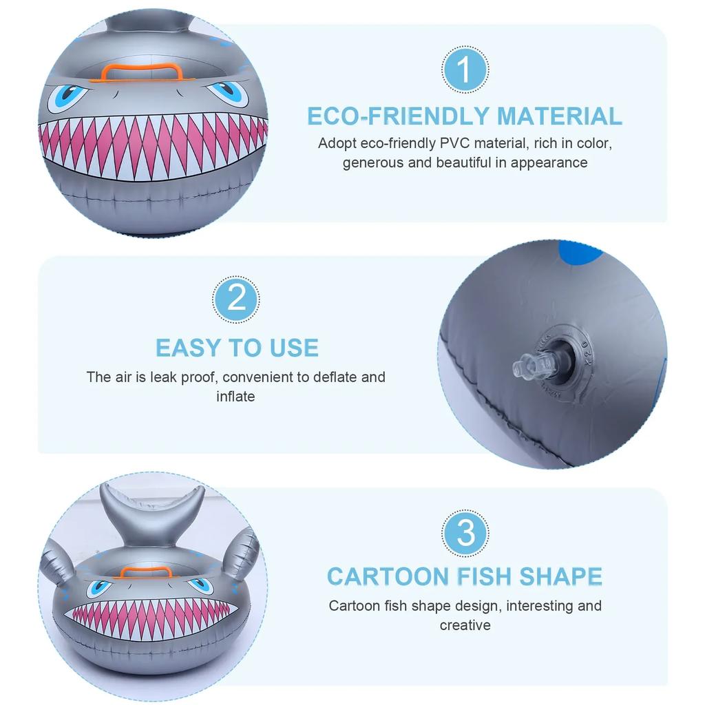 Cartoon Shark Inflatable Toy for Boys Girls PVC Water Toys Water Inflatable Ring Swimming Floating Seat Boat Summer Outdoor Pool