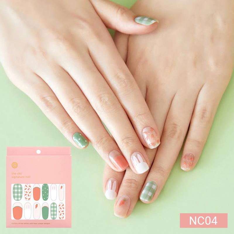 Милые пастельные наклейки для ногтей 24 шт. | Полоски для прессования, Дизайны с кроликом, медведем и звездой, Легко снимаются