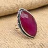 Lab Created Faceted Ruby Gemstone Handmade 925 Sterling Silver Ring Jewelry