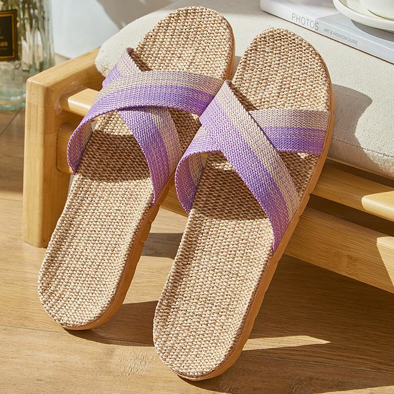 FL Four Seasons Women's Linen Deodorant Anti-slip Indoor/Outdoor Silent Slippers