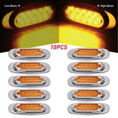 Marker Lights 6.5" LED Truck RV Trailer Oval Clearance Side Light Amber Red