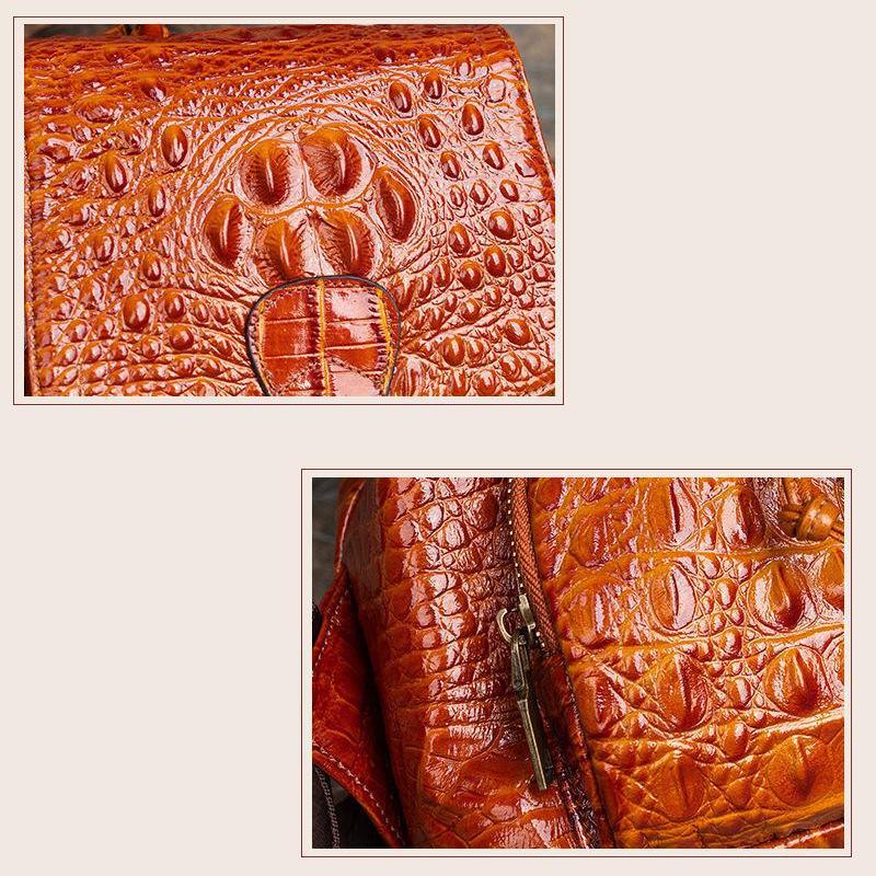 Johnature Винтажный женский рюкзак из натуральной кожи с тиснением под крокодила, многоцелевые дорожные сумки из воловьей кожи для отдыха