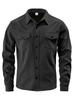 Men's Corduroy Shirt Jacket Button Down Collar Long Sleeve Casual Athletic Trendy Outerwear with Pockets