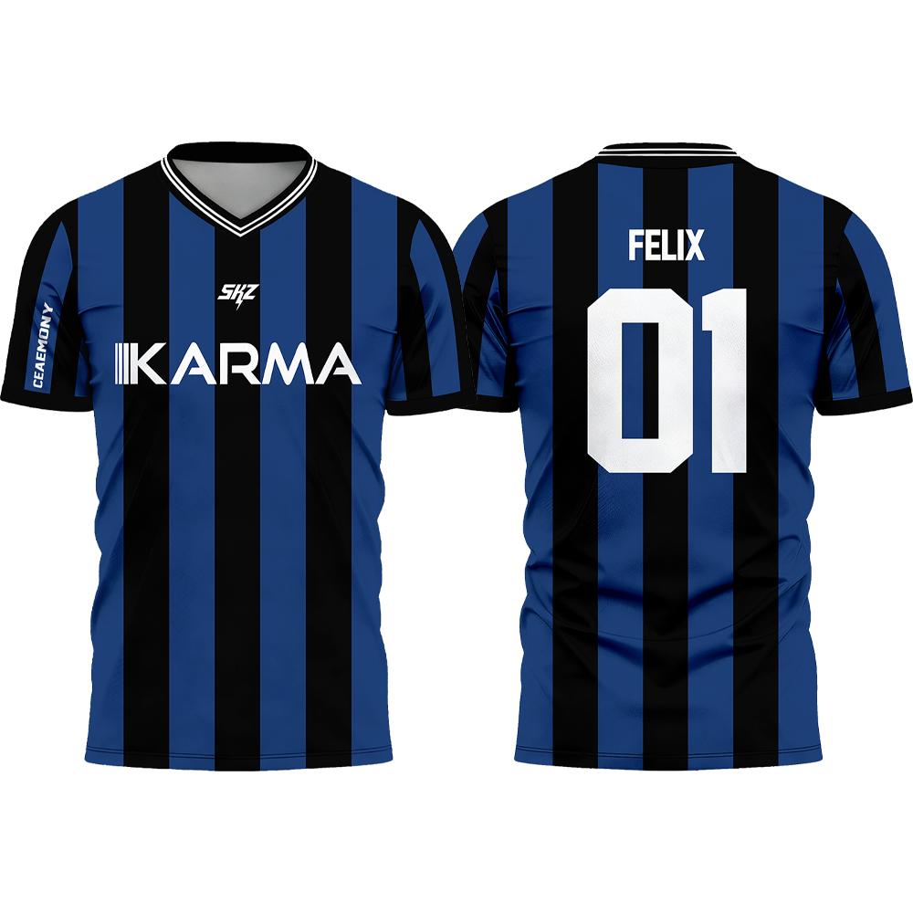 Karma SKZ Hyunjin 04 Soccer Jersey 3D Quick Dry T-Shirt For Men Women Sports Fan Tee Summer, outdoor sports, training clothes