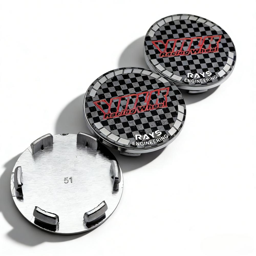 4pcs VLOK Racing Logo Emblem Car Wheel Center Caps 51MM Clips 46MM Wheels Hub Cap Rays Badge Rim Hubcaps Dust Cover Accessories