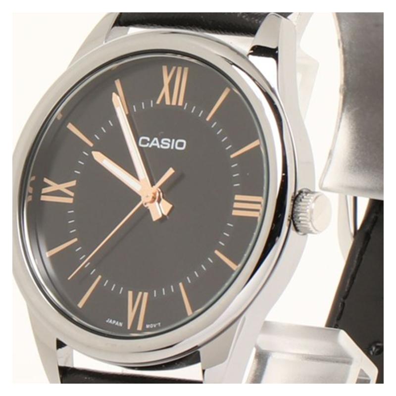 Casio Серия STANDARD простой маленький круглый часы ретро деловой модный кварцевый механизм кожаный ремешок японские и корейские часы мужские MTP-V005L-1B5