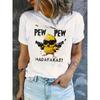 Женская повседневная футболка с графическим принтом игривого цыпленка PEW PEW MADAFAKAS, футболка с коротким рукавом, одежда, топ