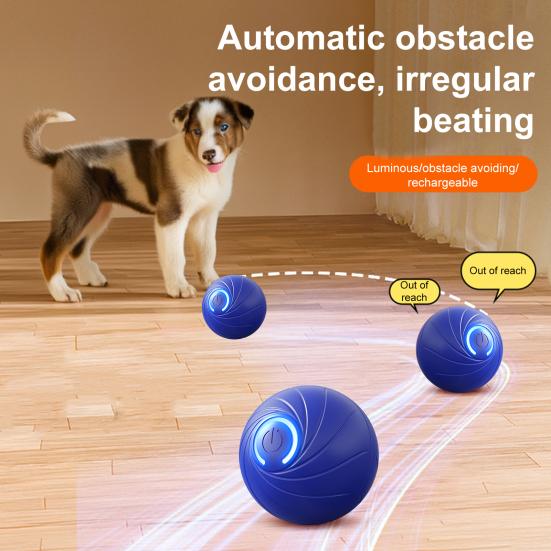 Катающийся мяч для домашних животных со светодиодной подсветкой, снятие скуки и стресса, умный интерактивный прыгающий мяч для кошек и собак, перезаряжаемый через USB, электрический автоматический движущийся трясущийся мяч
