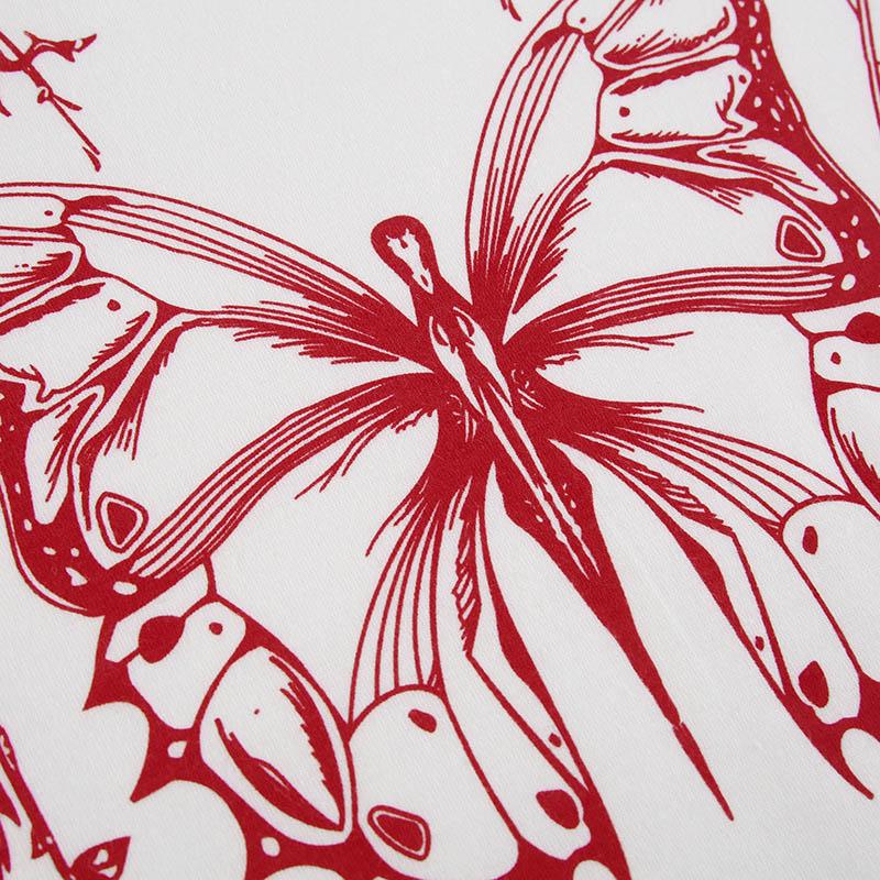 Винтажная сказка, гранж, принт бабочки, короткий рукав с круглым вырезом, приталенный укороченный топ, футболка в стиле Харадзюку в стиле панк