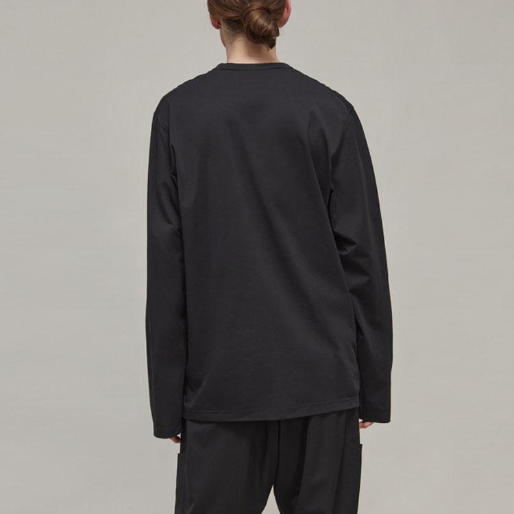 Y-3 FW22 Однотонная свободная футболка с круглым вырезом и длинными рукавами, топы унисекс, черный цвет H44794